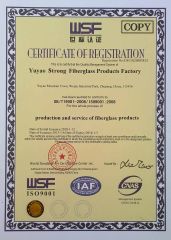 ISO certificate certificate from Yuyao Strong Fiberglass Products Factory