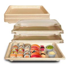 Disposable Food Tray Container Friendly Sugarcane Bagasse Disposable Sushi Tray - Image 1