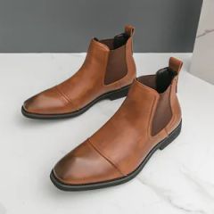 Men Business Leather Pointed Chelsea Boots Element No Color Multi Gender Male Origin China Type Casual Boot Material - Image 1