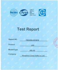 LED report certificate from HANGZHOU LIYING CRAFTS CO., LIMITED