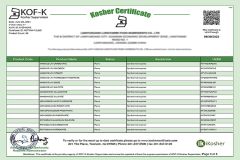Kosher certificate from Lianyungang Zhonghong Chemical Co., Ltd.