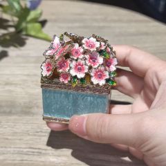 6cm 2.4inch Metal Handicrafts Square Shaped Butterfly Love Flower Enamel Jewelry Box Enameled Storage - Image 5