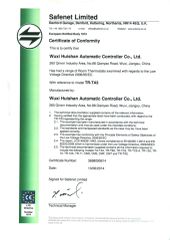CE certificate of TR-TA3 series room thermostat certificate from Wuxi Huishan Automatic Controller Co., Ltd.