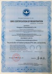 ISO9001:2015 certificate from Liping Outdoors Manufactory Ltd.