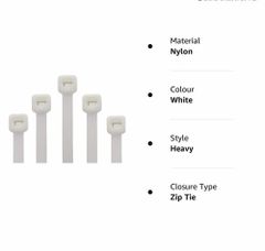 White Pherox Nylon Cable Tie Width 3.6mm Color White Brand Pherox Length 200 mm Material Polyamides Feature UV - Image 3
