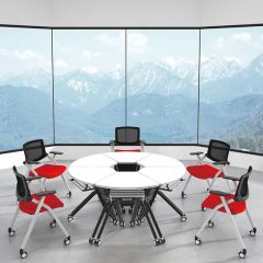 Computer Desk with Wheels Office Meeting Training Folding Table - Image 4
