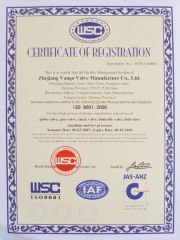 ISO 9001:2000 certificate from Vatac Valves Corp.