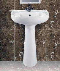 Ceramic Pedestal Wash Basin Color White Surface Polished Durability Durable Pattern/Style Plain Wash Basin Type Pedestal - Image 2