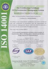 ISO14001 certificate certificate from DONGGUAN CITY BOSIN ELECTRONICS CO., LTD.