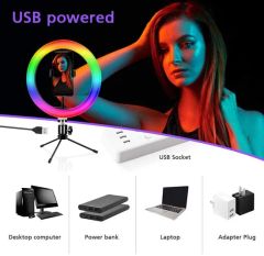 Desktop RGB LED Ring Light with Stand Tripod for Makeup, Youtube, Video, Photography - Image 4