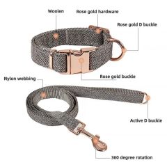 High Quality Woolen Dog Leash Custom Metal Chain Collar - Image 3
