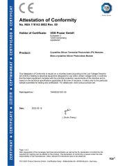 CE certificate from Jiangsu VDS Renewable Technology Co., Ltd.