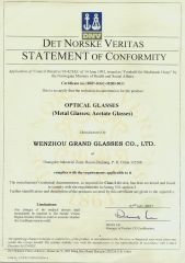 CE certificate from WENZHOU GUANDE GLASSES CO., LTD.