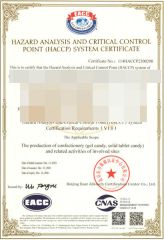 HACCP certificate from Zhuo Shang Biotechnology Co. Ltd,