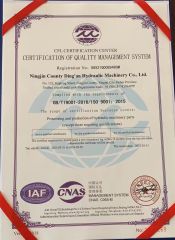 ISO9001 certificate of Ningjin Ding'an Hydraulic Machinery Co., Ltd – certificate photo, supplier certificates section