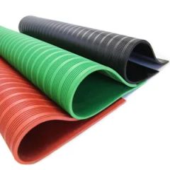 Black Red Green 3 5mm Insulation Rubber Sheet with Flame Retardant Ribbed Rubber Mat - Nanjing Demeters Rubber & Plastic Products Co., Ltd.