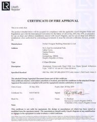 CERTIFICATE OF FIRE APPROVAL certificate from FoShan HongZan Building Materials Co., Ltd.