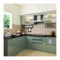 L Shaped Modular Kitchen Design Types L-shaped Hardware Brand Customized Cabinet Material BWP Plywood Countertop Material - Image 13