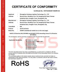 RoHS of GU10 luminaire certificate from Zhongshan Xusheng Lighting Co., Ltd.