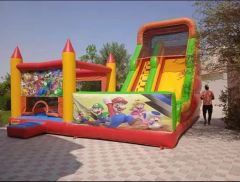 Dinosaur Adventure Inflatable Bouncer & Slide Combo Kids Jumping Castle Obstacle Course - Image 1