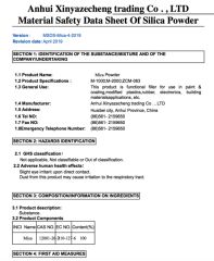 Silico powder MSDS certificate of Shenzhen Huazhong Sun May Technology Co., Ltd – certificate photo, supplier certificates section