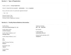 FDA certificate from Xi'an Xinlu Biotechnology Co., Ltd.