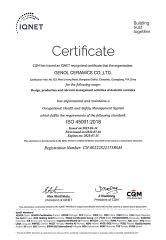 ISO 45001 certificate from GENOL CERAMICS CO.,LTD