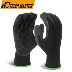 Anti-Slip Oil-Proof Black Polyester Grey Latex Coated Industrial Work Safety Gloves Men - Heilongjiang Safer Co., Ltd.