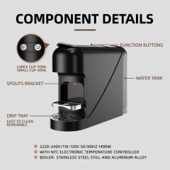 Home Nespresso Capsule Coffee Machine Coffee Maker 1400W 1L Water Tank Convenient - Image 2