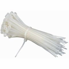 White Cable Tie, 100 mm Width ALL Color White Length 100 mm Material Nylon Tensile Strength ALL Package Quantity 100 - Image 2