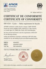 ISO 4210 certificate of Eurl Carys Trade – certificate photo, supplier certificates section