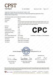 CPC test certificate from Tianjin Maynas International Trade Co.,Ltd