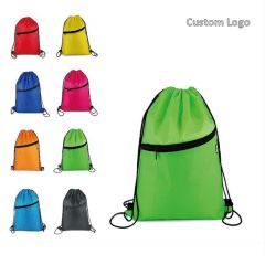 Promotional Fashionable Recycled Polyester Fabric Backpack School Drawstring Bag - Image 6