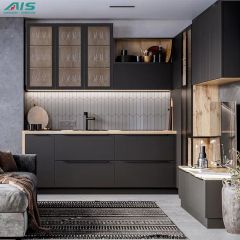 2023 Modern Designs Import Cheap Price High End Apartment Kitchen Furniture Sets Pull Down Black Cabinet Kitchen From China - AIS SMARTI LLC