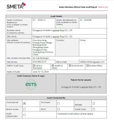 SEDEX certificate of Smarter Luggage Bag Co., Ltd. – certificate photo, supplier certificates section