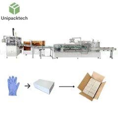 Automatic 50 PCS Gloves Box Case Sealing Packing Machine Origin China Model NO. UN102 Trademark Unipack Packaging Cartons - Image 1