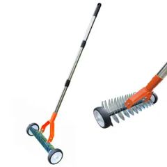 4.3FT Adjustable Turf Scarifier Rake with Rolling Support Frame for Garden Thatching - Image 1