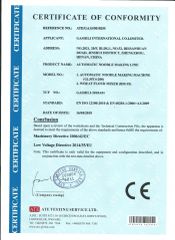 CE-noodle making line certificate from Zhengzhou Gashili Machinery Co., Ltd.