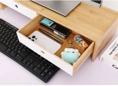 Bamboo Monitor Stand Riser Laptop Stand Riser for Apartments Office Home Use - Image 2