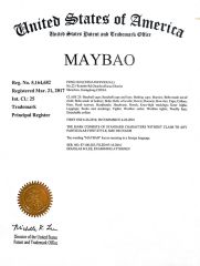 MAYBAO certificate from Shenzhen City Meibaoman Technology Co., Ltd.
