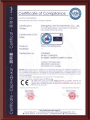 CE Certificate certificate from Zhengzhou Hento Machinery Co., Ltd.