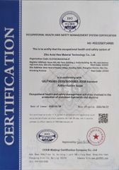 ISO45001 certificate from Zibo Aotai New Material Technology Co., Ltd.