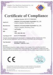 CE certificate of Qingdao Yituo Machinery Equipment Co., Ltd. – certificate photo, supplier certificates section