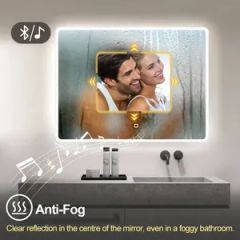China High Quality Customized Size Multi Function LED Three Color Bathroom Smart Mirror - Image 2