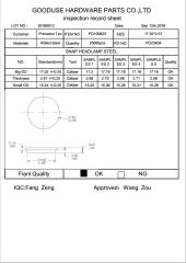 inspection certificate from Dongguan Gooduse Hardware Parts Co., Ltd.