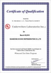 UL certificate from Shandong Ecoice Refrigeration Co., Ltd.