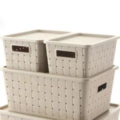 Cross Border Stackable Woven Rattan Faux Rattan Durable Baskets Storage & Organization - Image 2