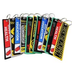 Custom Tag Anime Embroidery Key Chain Wrist Lanyard Car Keychain Woven Embroidered Marker Keychain - Image 1