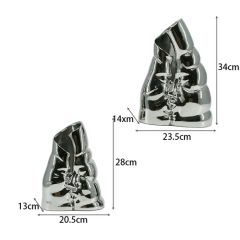 New Luxury Electroplated Silver Ceramic Metal Crafts Hotel Home Decoration Ornaments Vase - Image 5