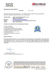 SGS certificate certificate from Fujian Huari Automotive Parts Co., Ltd.